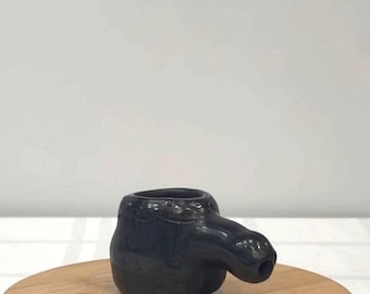 Taza de mezcal de arcilla oaxaqueña hecha a mano / Recipiente de arte popular abstracto