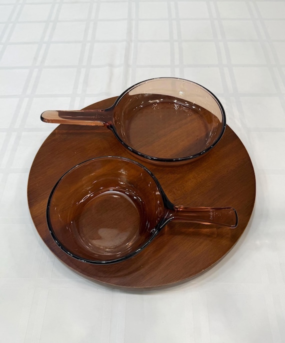 Vintage Vereco France Amber Glass Mini Skillets – Set of 2 French Oven-to-Table Baking Dishes
