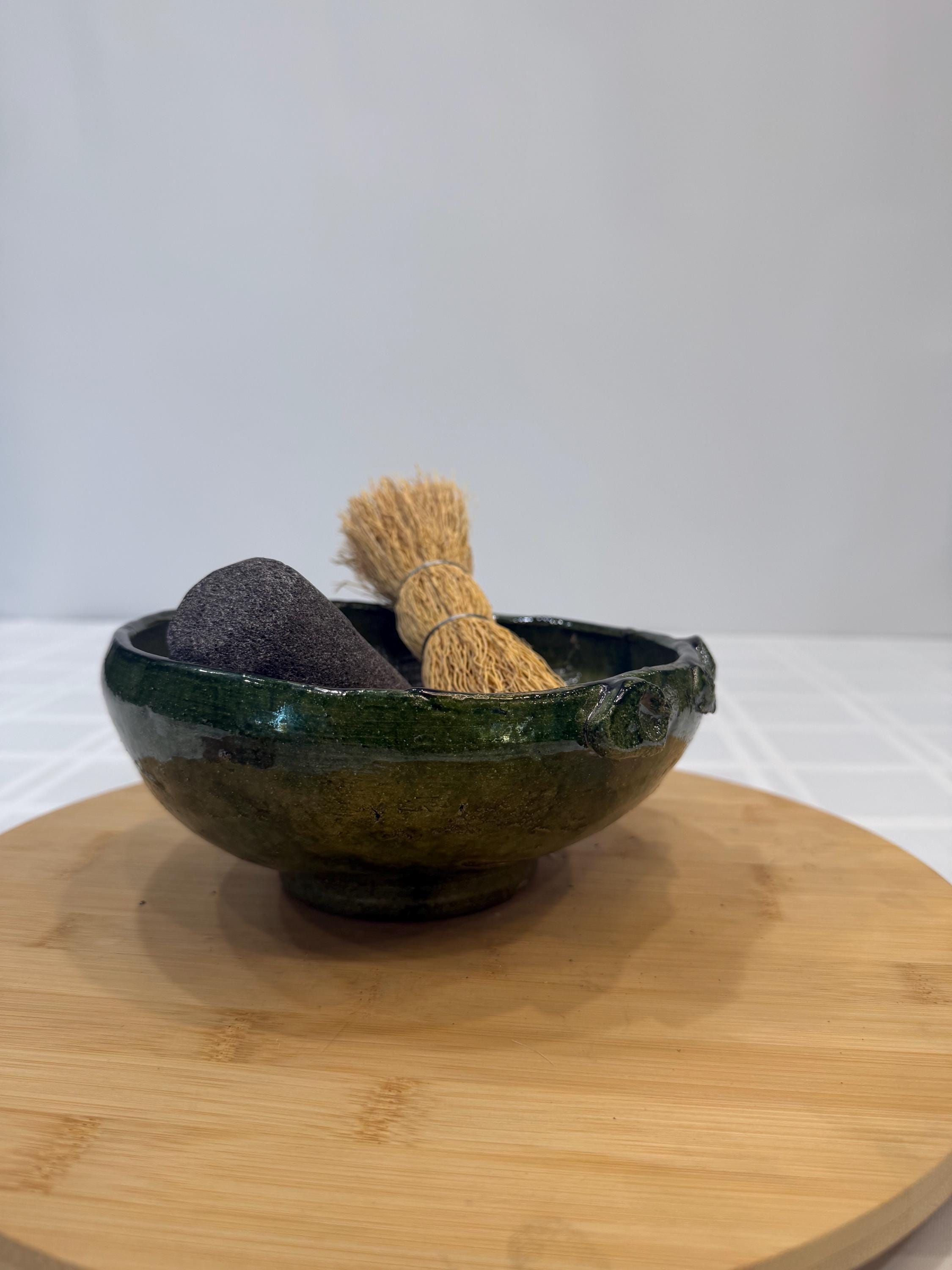 Handmade Oaxaca Molcajete Pig Face (upright Ears) Barro Verde