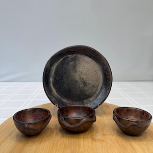 Oaxaca Barro Snake Bowl Set with Plate Handmade Mexican Clay Serveware