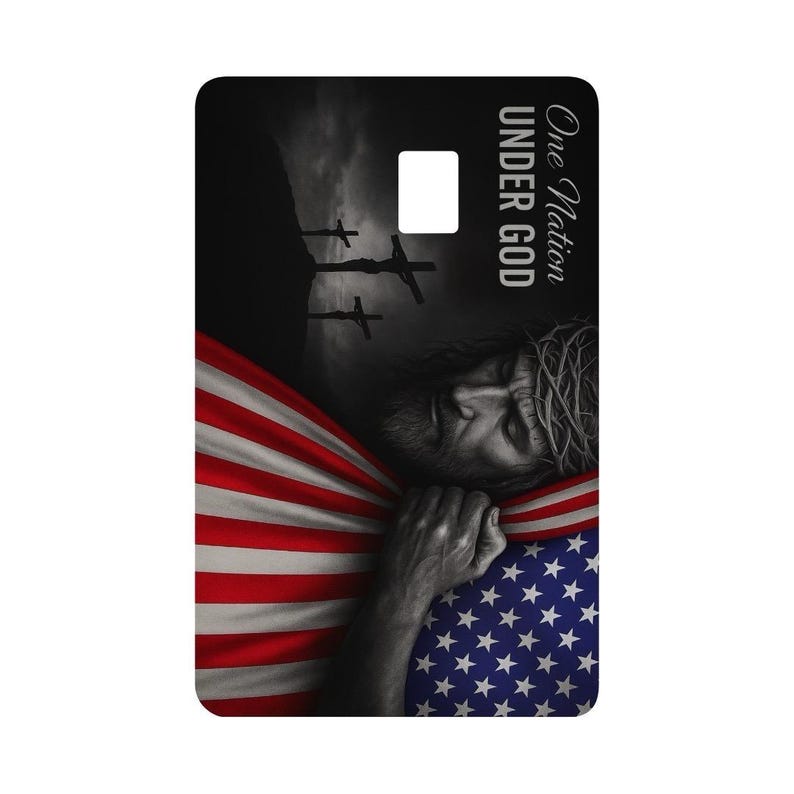 Fundas para tarjetas de débito cristianas: diseños laminados con motivos religiosos / Compatibles con la mayoría de las tarjetas de débito / Resistentes al agua ONE NATION UNDER GOD