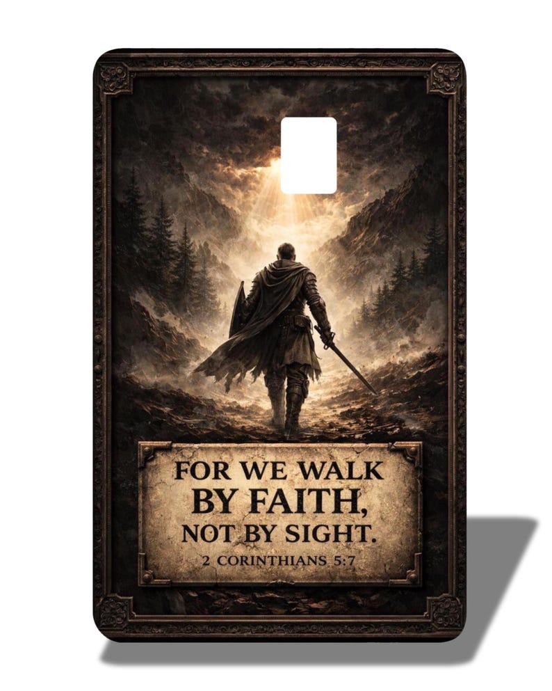 Fundas para tarjetas de débito cristianas: diseños laminados con motivos religiosos / Compatibles con la mayoría de las tarjetas de débito / Resistentes al agua FOR WE WALK BY FAITH