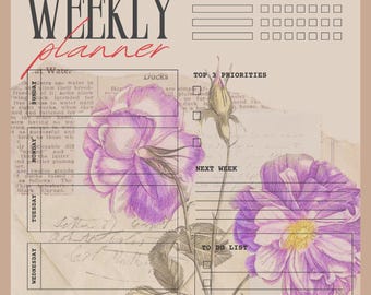 Purple weekly planner- flower