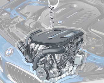 HANDMADE BMW Engine Keychain, Hand-Drawn Miniature, Automotive Collectible, Gift for BMW Fans & Car Enthusiasts