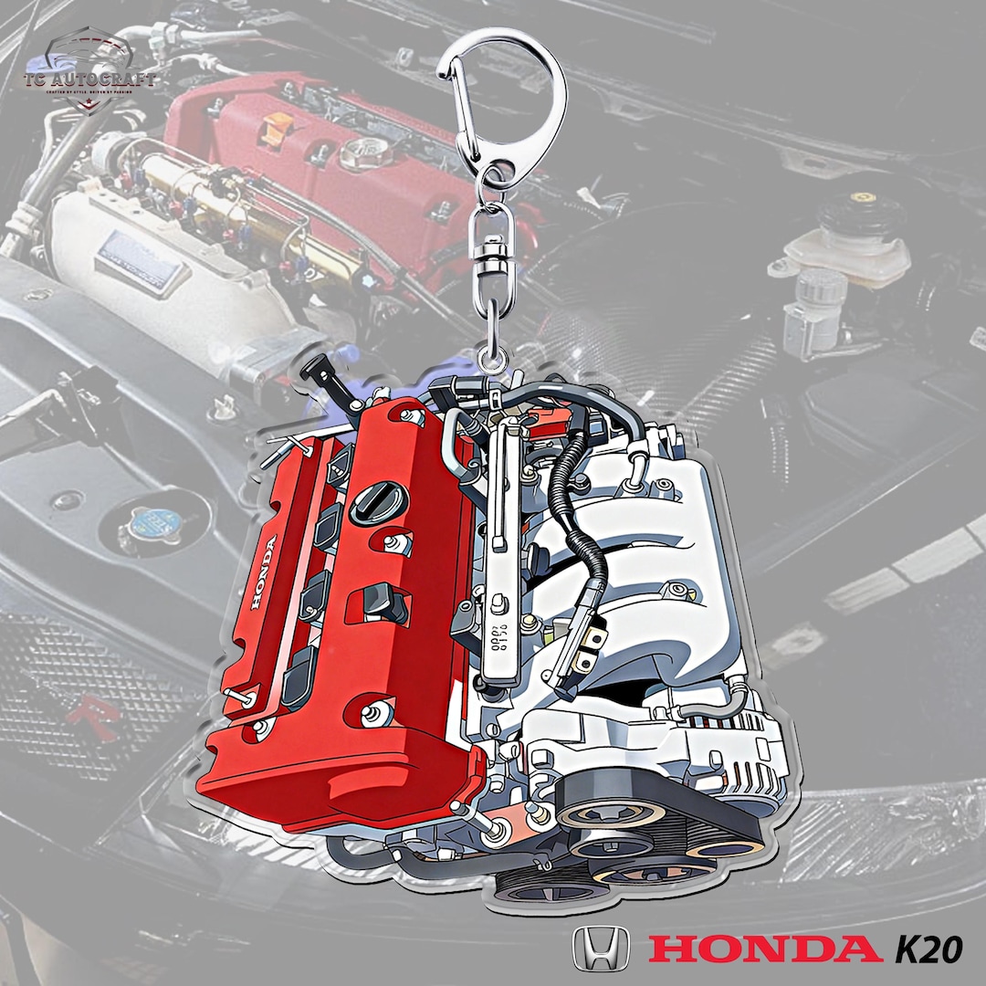 Keychain Engine HANDMADE HONDA Engine Keychain, Hand-drawn Miniature, Automotive ...