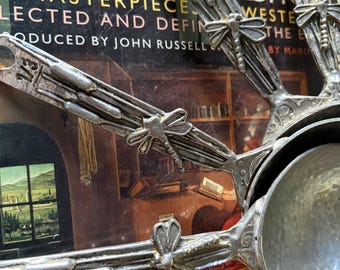 Vintage. TW Pewter "Crosby & Taylor". Measuring Spoons/Cups. Dragonflies Design.