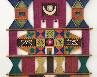 Tapiz de algodón para colgar en la pared. Estilo Don Freedman. Vintage. Década de 1970.