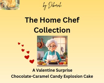 Chocolate‑Caramel Candy Explosion Cake  Valentine’s Printable Recipe  Binder Insert  Instant Download Dessert