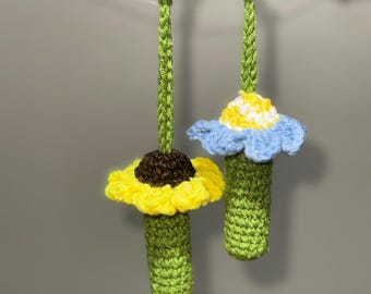 Handmade Crochet Flower Chapstick Holder Keychains