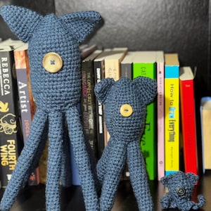 Medium Sized Handmade Crochet Coraline-Inspired Squid Doll, Amigurumi Collectible Doll image 10