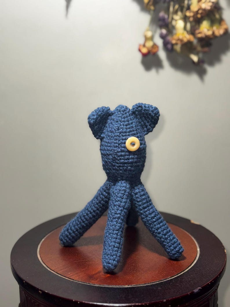 Medium Sized Handmade Crochet Coraline-Inspired Squid Doll, Amigurumi Collectible Doll image 6