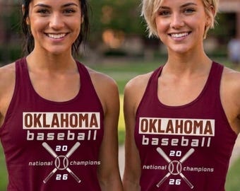 Oklahoma Baseball Women's Racer Back Tank Top, Sooner's Natty Tank , University of Oklahoma Fan Gear, OU National Championship Fan Gift
