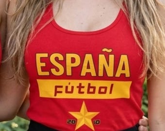 Spain World Cup Tank Top | España Fútbol La Roja Sleeveless Shirt | Womens Spain Football Fan Apparel, Cute Summer Soccer Gear