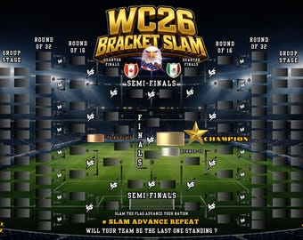 World Cup 26 Bracket Display – Premium 5MM PVC Board - Updateable Tournament Tracker with Repositionable Vinyl Flag Stickers