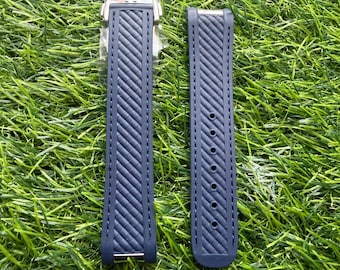 blue Silicone Watch Strap 20mm for Omega Seamaster150, Mens Band