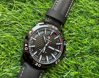 POEDAGAR Luxury Men's Black Leather Strap Watch – Waterproof Luminous Dial, Date Display