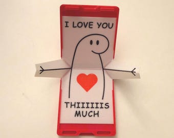 Caja de regalo con tarjeta de amor emergente: Te quiero mucho (EN/SP). Linda tarjeta de San Valentín en 3D: regalo romántico de aniversario. Sorpresa hecha a mano.