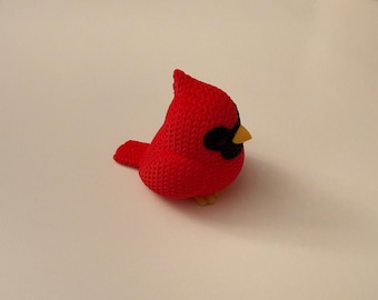 Figura de pájaro cardenal de punto / Recuerdo de cardenal rojo / Regalo de condolencias / Decoración de escritorio