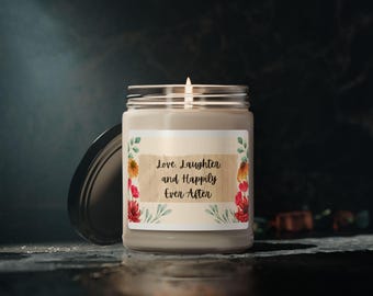 Vela "Amor, Risa y Felices para Siempre" / Frasco de Soja de 9 oz