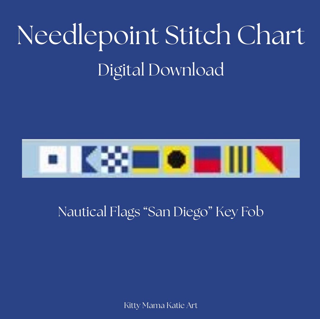 San Diego Nautical Flags Key Fob Needlepoint Digital Chart - Etsy