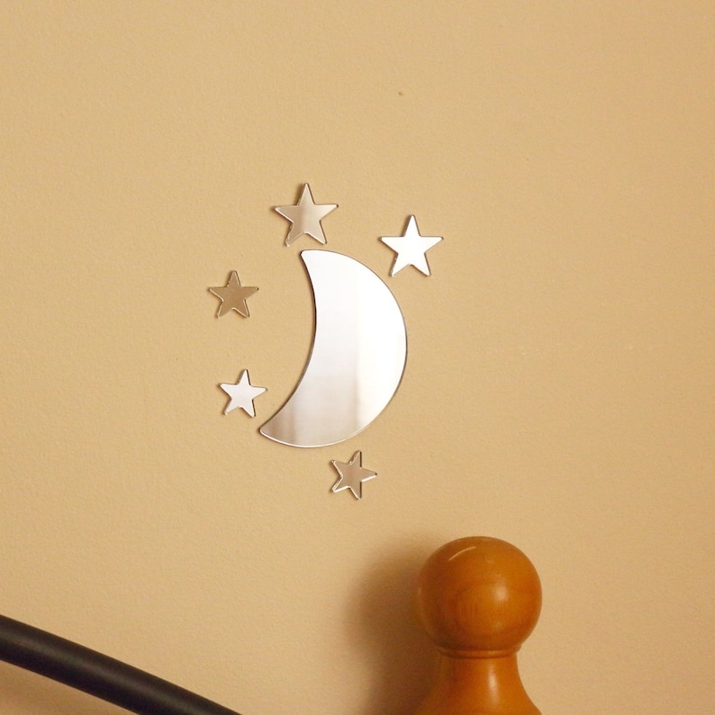 Moon and Star Wall Mirror for Bedroom Bathroom Kitchen Living Room