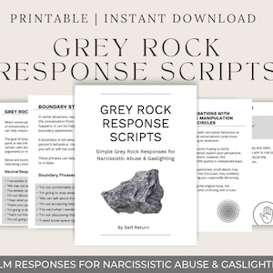 Grey Rock Response Scripts Guide | Narcissistic Abuse & Gaslighting Help | Boundaries for Difficult Conversations | Printable Self-Help Work