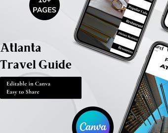 Atlanta Travel Guide, Canva Templates, Mobile Travel Planner, Trip Itinerary, Printable Travel Guide, Vacation
