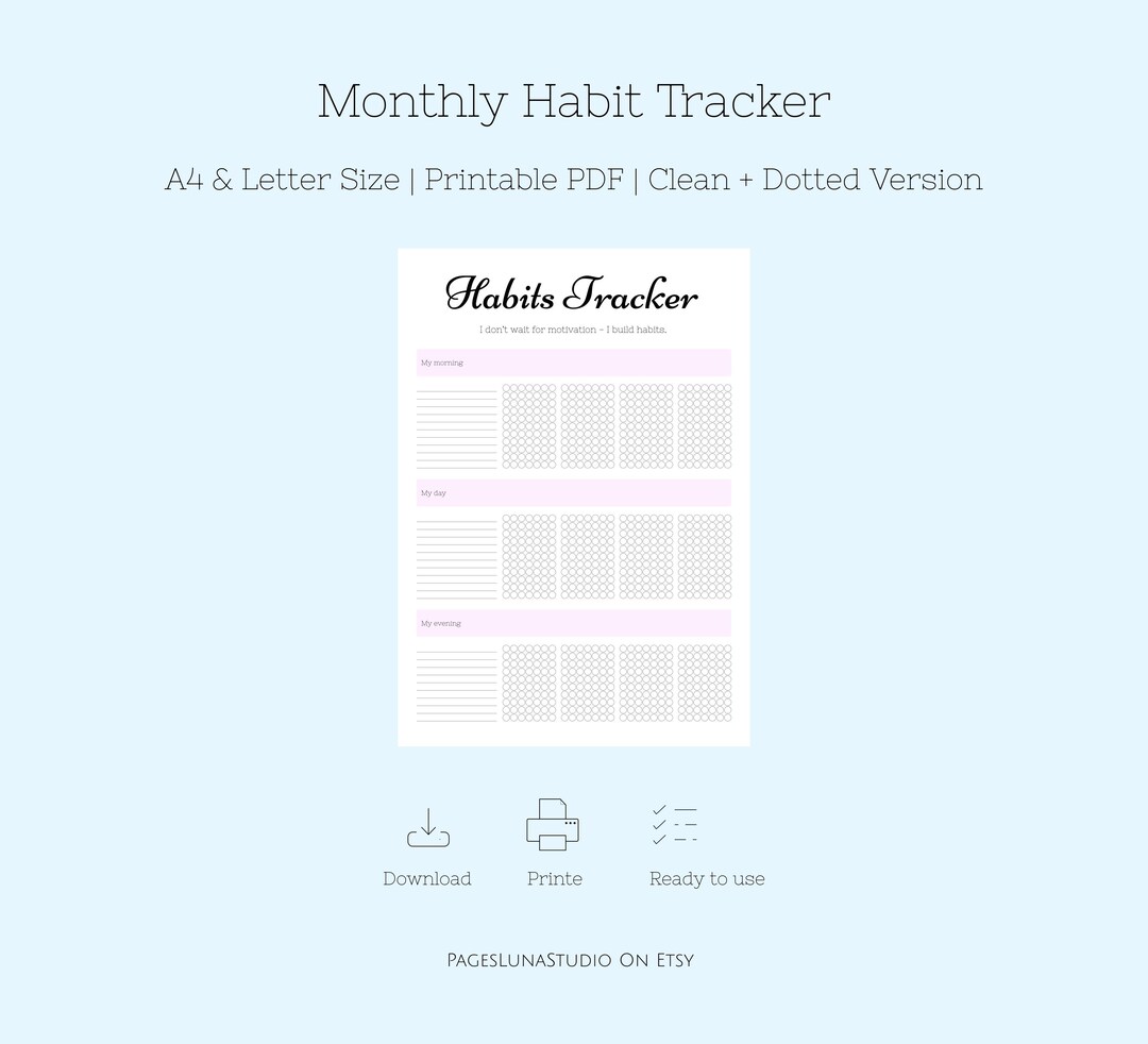Minimal Monthly Habit Tracker Printable | A4, US Letter (PDF) - Etsy