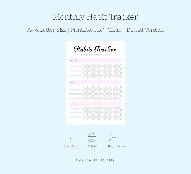 Minimal Monthly Habit Tracker Printable | A4, US Letter (PDF) - Etsy