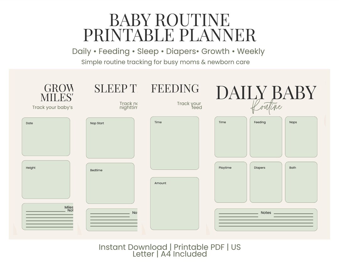 Tracking Baby Routine Newborn Baby Tracker | Daily Routine Printable Planner (instant ...