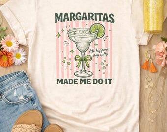 Margaritas Made Me Do It T-Shirt | Retro Cocktail Graphic Tee
