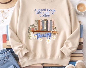 Book and Coffee Sweatshirt | Cozy Reading Crewneck