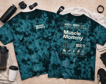 Muscle Mommy graphic tee | Tie-Dye T-Shirt, red black crystal dye