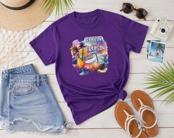Boozin' and Cruisin' Tropical Drink T-Shirt | Cruise Vacation, Beach Vibes, Vacation Tee
