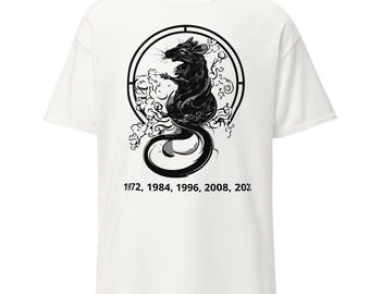 Camiseta de la Rata del Zodiaco Chino – Camiseta del Zodiaco Lunar (1960, 1972, 1984, 1996, 2008 y 2020)