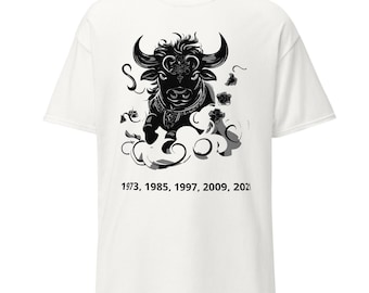 Camiseta del Buey del Zodiaco Chino – Camiseta del Zodiaco Lunar (1961, 1973, 1985, 1997, 2009 y 2021)