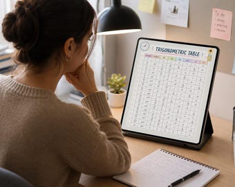 Trigonometric Table Printable | Trig Cheat Sheet | Math Reference Chart | Instant Download PDF