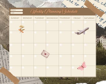 Vintage Weekly Planner Printable PDF, Digital Schedule Template, Instant Download, Productivity Organizer