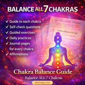 Chakra Balance Journal Guide - alles-in-één oefeningen, oefeningen, reflectieve vragen voor elke chakra (23 pagina's)
