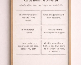 NEW 12 Affirmation Cards Printable | Mindful Affirmation Cards from the Universe | Meaningful Gift for Everyday Support