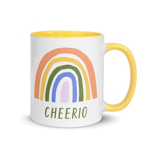 Cheerio Mug-Rainbow Coffee Mug-Gift for Her-British-Gift for Him-Anglophile-Good Morning Mug-England-Royals-Drinkware-Simple Ceramic Mug