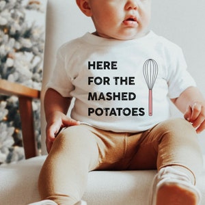 Here for the Mashed Potatoes Baby Bodysuit – Funny Foodie Baby Outfit w/ Front + Back Graphics – Baby Gift for Food Lovers