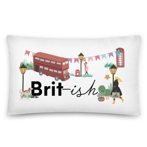REVERSIBLE London Pillow-Queens Platinum Jubilee-Royals Pillow-Queen Elizabeth-Anglophile-England-Bolster Pillow-Double Decker-Pennant Flag