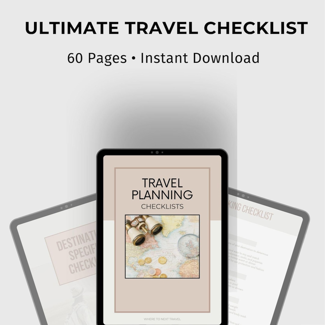 Ultimate Travel Checklist Printable | 60-page Travel Planning & Packing ...