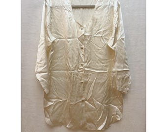Camicia da notte vintage Victoria's Secret M Gold Label 100% seta avorio