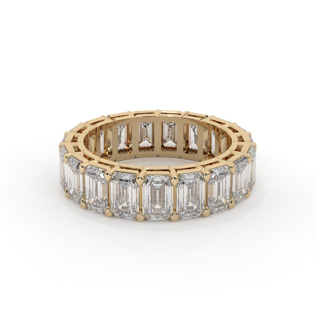 Emerald Cut Lab Grown Diamond Eternity Ring | 14K Gold Prong Set - Etsy