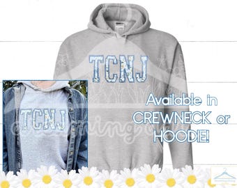 Personalized College Embroidered Applique Crewneck Sweatshirt/Hoodie Sweatshirt
