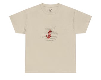 Red Dollar Sign Graphic Tee | Minimalist Money Symbol, White Shirt