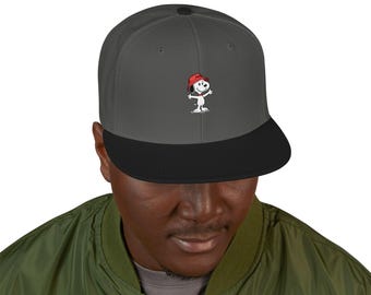Snoopy in Red Hat Snapback Embroidered Hat | Hip Hop Streetwear
