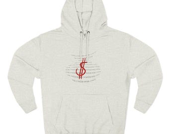 Red Dollar Sign Graphic Hoodie | Minimal Script Money Design
